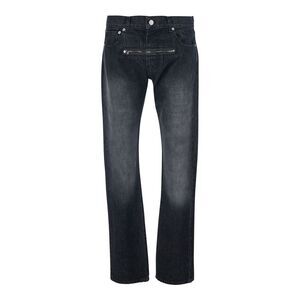 Jordanluca Men Black Jeans With Belt Loops And Front Zip Pocket In Denim Man